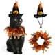thumbnail image 1 of Conjunto de sombrero y collar de Halloween para mascota, perro, gato, cabeza, patrón de hueso, sombrero, divertido disfraz de cosplay, decoración para fiesta navideña, 1 of 5