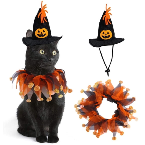 Conjunto de sombrero y collar de Halloween para mascota, perro, gato, cabeza con diseño de hueso, sombrero divertido para disfrazarse, decoración para fiesta navideña
