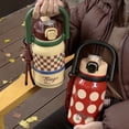 thumbnail image 3 of Sidagar 32 oz Vintage Stainless Steel Insulated Water Bottle with Straw Lid and Handle, Leakproof, Red Polka Dot, 3 of 8
