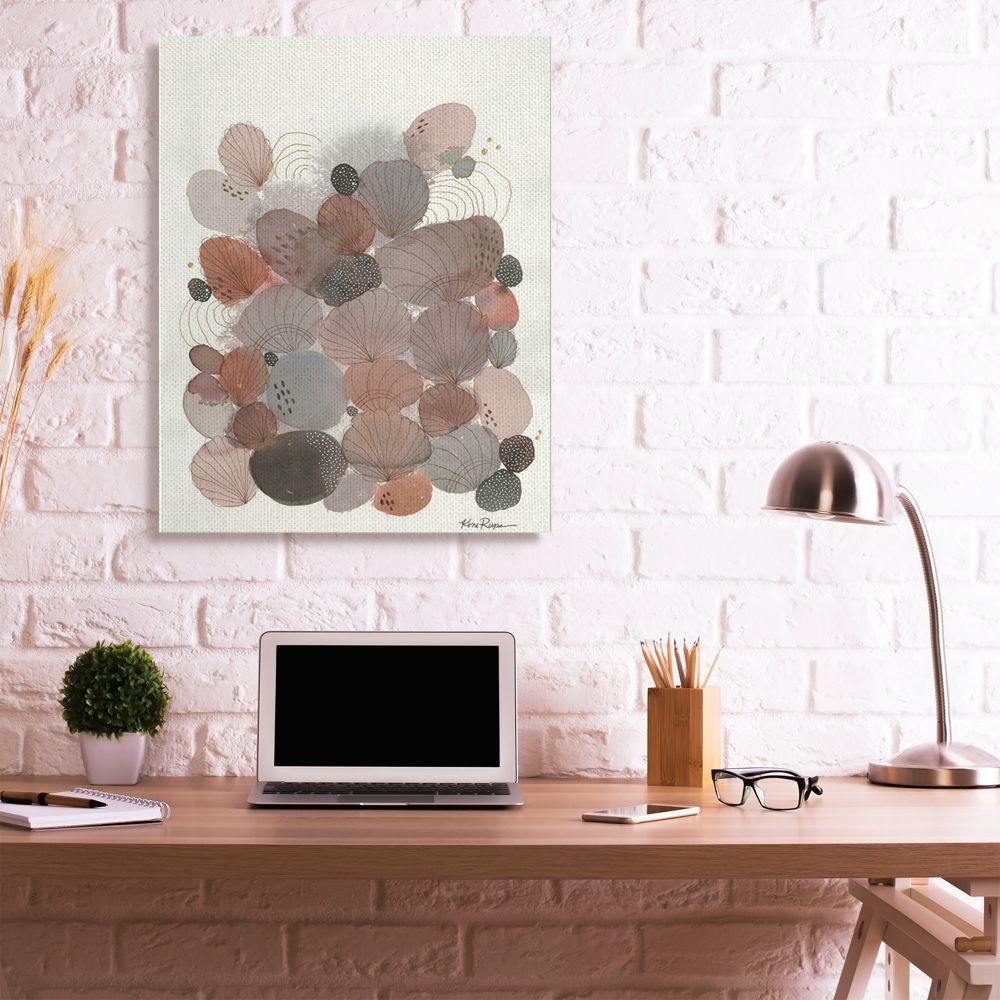 Stupell Industries Warm Tone Abstracted Stones and Shells Organic Design Canvas Wall Art Design by Kim Rupe