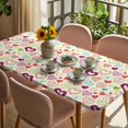 thumbnail image 3 of Valentine's Day Table Cloths for 4 Foot Rectangle Tables, Heart Love Modern Country Light Yellow Patio Waterproof Elastic Fitted Tablecloths, Washable Rectangular Table Cover for Camping, 3 of 8