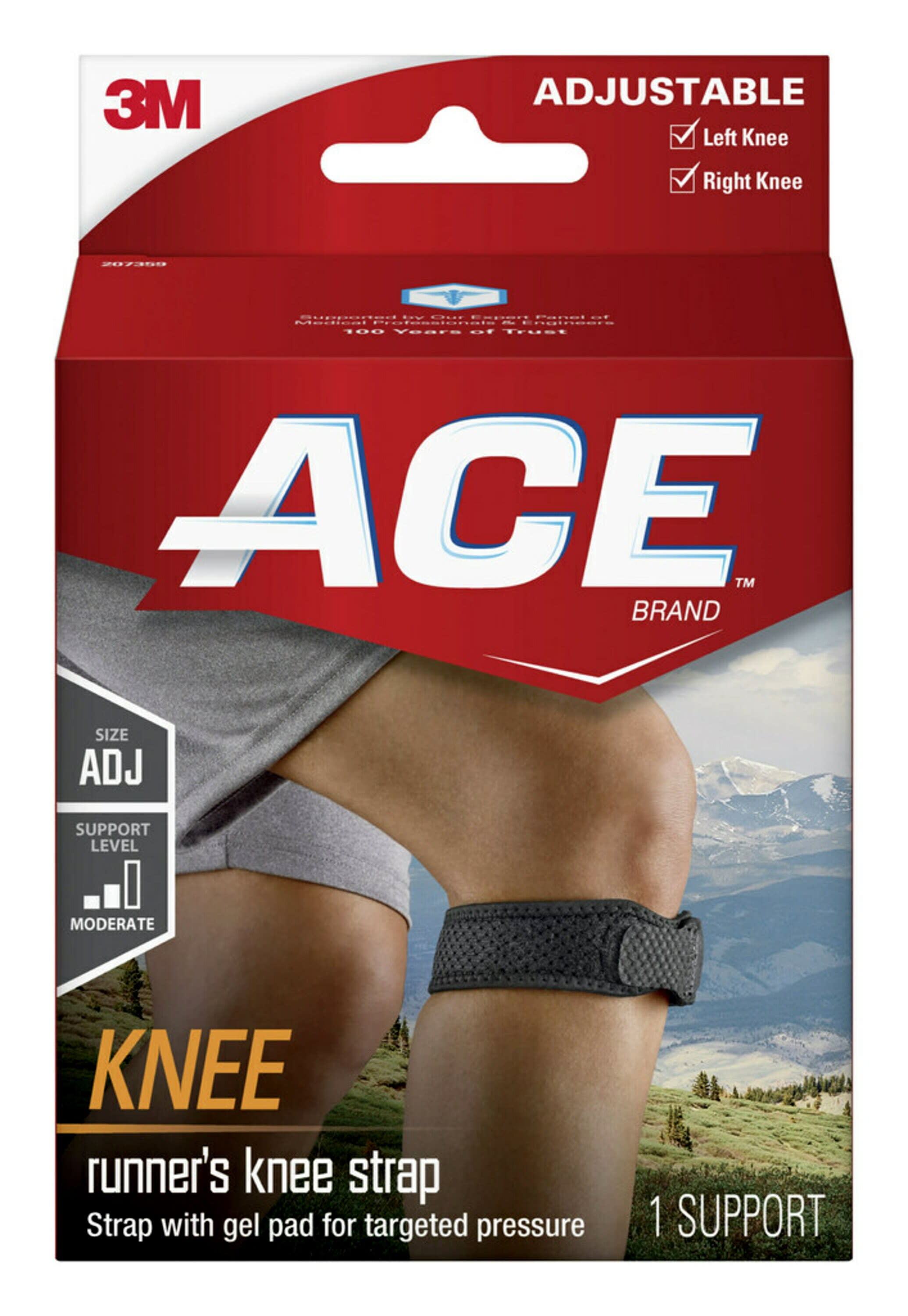 ACE Brand Compression Knee Strap, Adjustable, One Size Fits Most