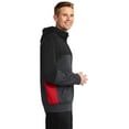 thumbnail image 2 of SPORT-TEK Men's Tech Fleece Colorblock XS Black/Graphite Heather/True Red, 2 of 3