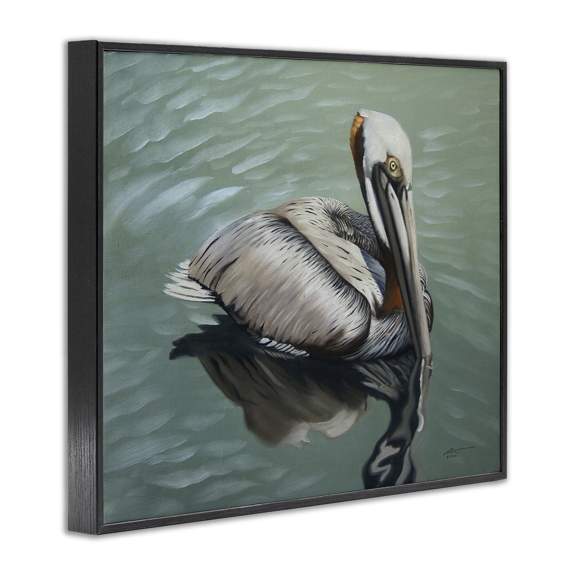 Stupell Industries Pelican Lake Reflection Animals & Insects Painting Black Framed Art Print Wall Art, 14 x 11