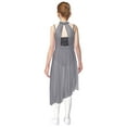 thumbnail image 5 of Aislor Sheer Mesh Skirted Leotard for Girls Asymmetrical Lyrical Dance Dress Ballerina Outfit Sequin Bodice Grey 12, 5 of 6
