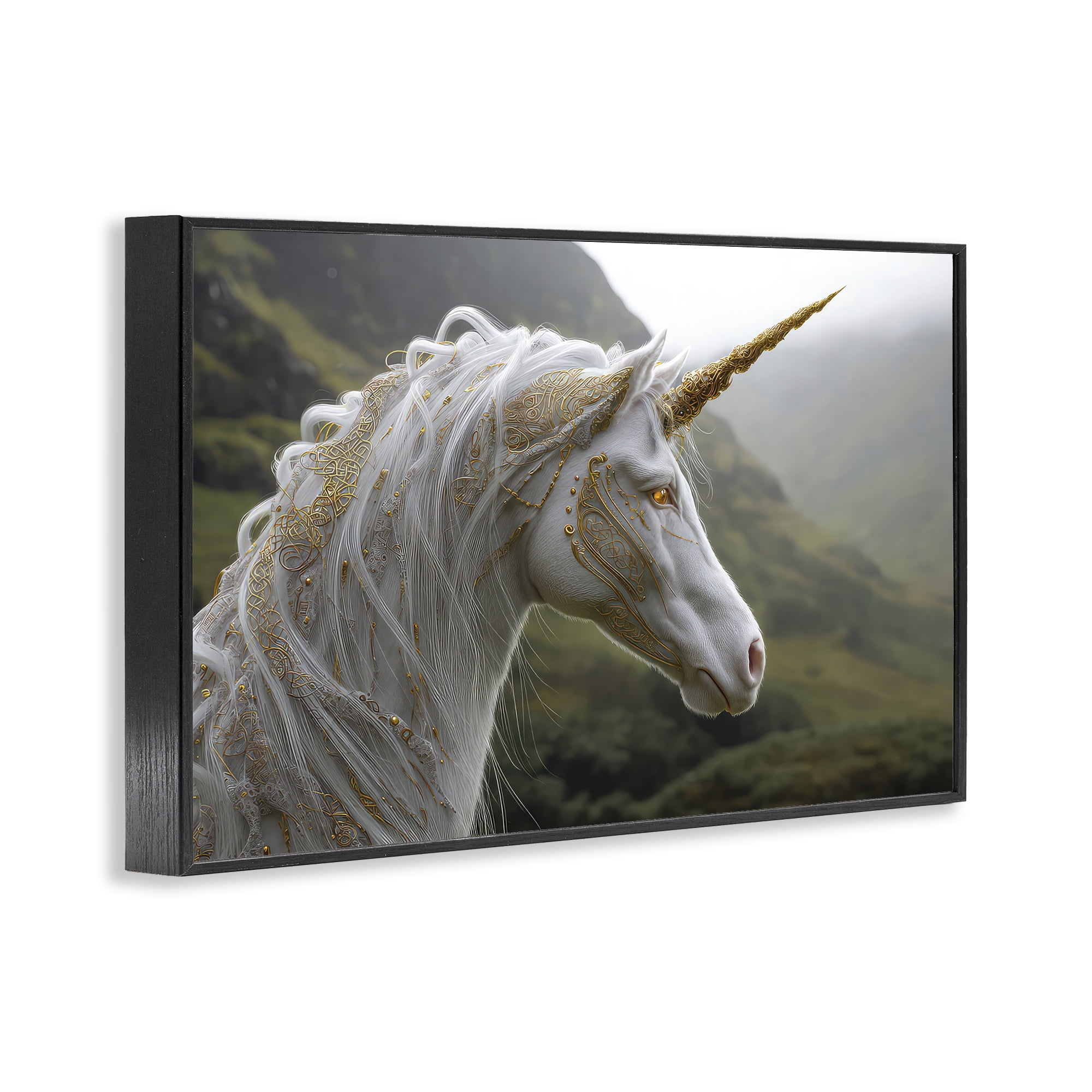 Stupell Industries Ornate Celtic Unicorn Black Framed Giclee Art, design by The Wands Want