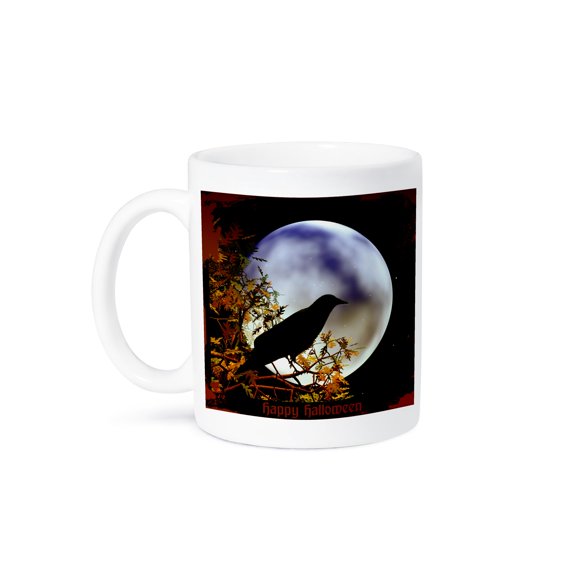 3dRose, A moon with crow halloween design, 15oz Mug
