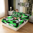 thumbnail image 4 of Manfei Minimalst Camouflage Twin Fitted Sheet, Vintage Camo Bedding, Sage Green, 2 Pieces, 1 Fitted Sheet and 1 Pillowcase, 4 of 6