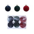 thumbnail image 4 of Bola Decorativa 6 bolas navideñas de terciopelo flocadas para decorar el árbol, 6 cm, decoración colgante para las fiestas, azul marino Rkxzt, 4 of 9