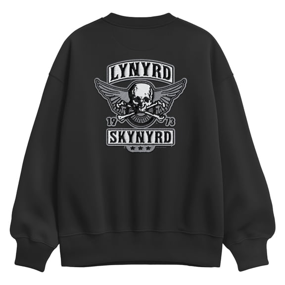 Lynyrd Skynyrd - Biker Faux Patch - Women's Oversized Fleece Crew Sweatshirt