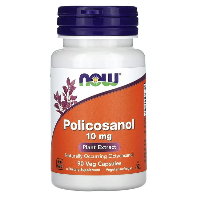 Suplemento NOW Policosanol, 10 mg, ayuda al colesterol, 90 cápsulas