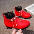thumbnail image 2 of KaLI_store Boot for Girls Toddler Toddler Girls Combat Boots Ankle Booties Comfortable Fashion Booties Red,3, 2 of 5