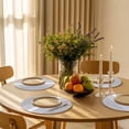 thumbnail image 5 of Light Grey Striped Round Placemats Set of 6 for Dinning Tables,Heat-proof Braided Table Mats 13 Inch,White Simple Neutral Modern Washable Place Mat for Kitchen Restaurant Party Decor Table Setting, 5 of 9