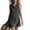 Dark Gray, variant on Denim Mini Dress for Women Quarter Zip Lapel Collar Loose Fit Sleeveless Overalls Fashion Ripped Edge Summer Shorts Jumpsuit with Zipper Pockets Black S