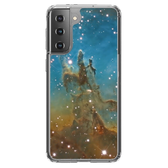 DistinctInk Clear Hybrid Case for Samsung Galaxy S21 (6.2" Screen) - Show Your Love of Astronomy - Wireless Charging Compatible