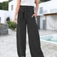 thumbnail image 5 of Pantalones Elegantes Pantalones plisados ​​cómodos de lino de algodón Traje de dama de oficina de damas sueltas (Negro M) Cgtredaw para Mujer Negro T L, 5 of 6