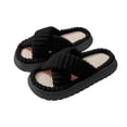 thumbnail image 2 of Puntoco Memory Foam Fuzzy House Slippers for Women Fluffy Plush Cross Band Open Toe Indoor Slippers, Gifts for Women, 2 of 8