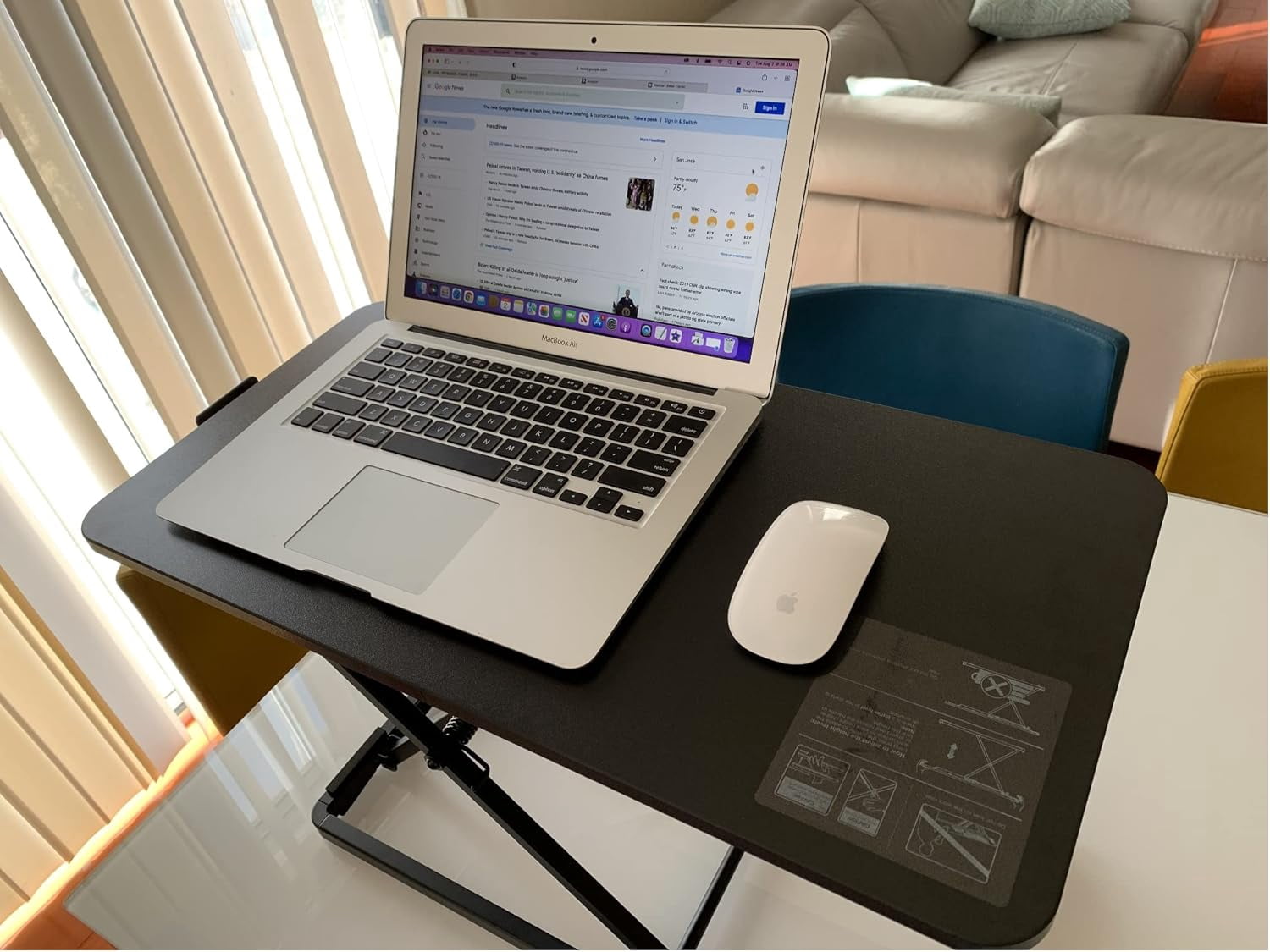 Ultra Slim 24" Laptop, Keyboard and Mouse Stand | Sit Stand Adjustable Riser for Standing Desks | Lifts Up to 15.6 Inches | 5 Height Levels