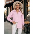 thumbnail image 5 of Airmenty Women's Button Down Shirts Long Sleeve Smocked Cuffed Striped Work Blouses Tops with Pocket Shirred, 5 of 8