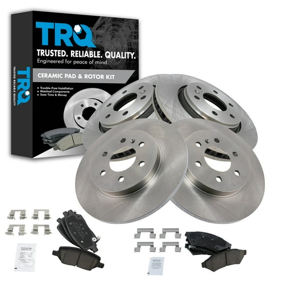 TRQ Front and Rear Brake Pad & Rotor Kit Brake Pads Brake Rotor Ceramic Fits Select 2006-2007 Buick Terraza 2006-2008 Chevrolet Uplander Saturn Relay
