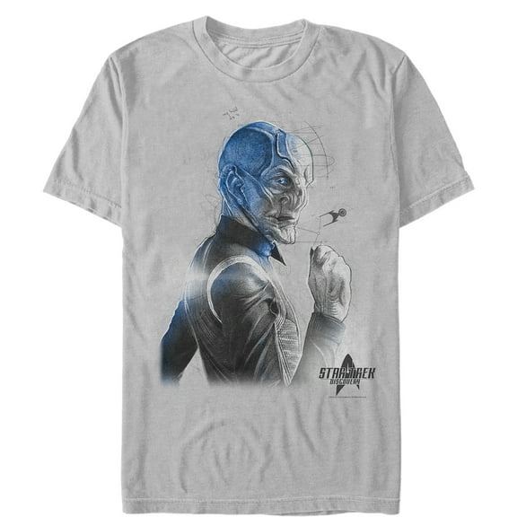 Men's Star Trek: Discovery Saru Side Profile  Graphic Tee Silver 3X Large