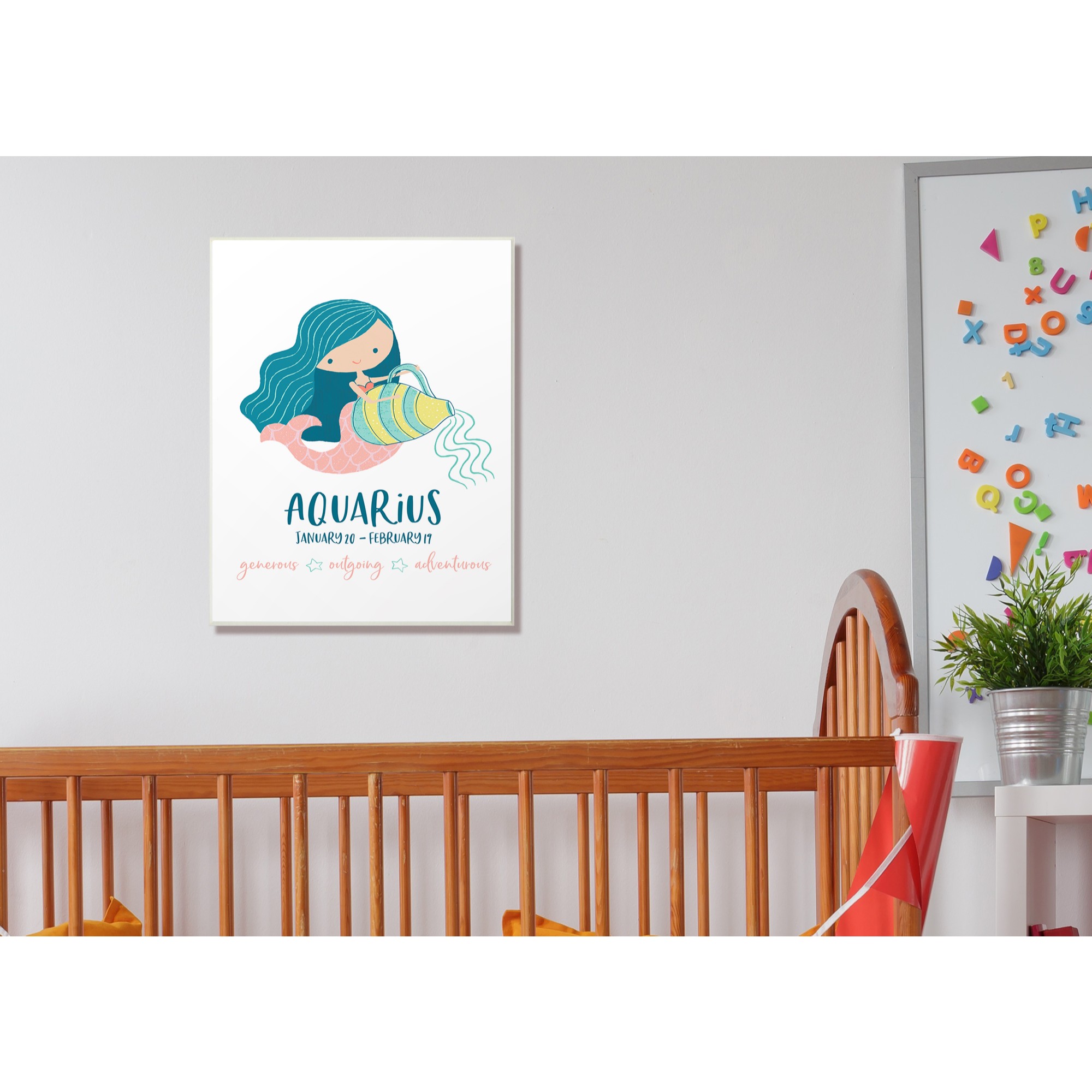 The Kids Room by Stupell Fun Modern Zodiac Aquarius Mermaid Wall Plaque Art, 10 x 0.5 x 15