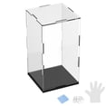 thumbnail image 1 of Caja de exhibición de acrílico de 1 paquete, 5.9x5.9x9.8 pulgadas/15x15x25cm Caja de exhibición clara de acrílico con base de madera negra [Negro, Transparente], 1 of 6