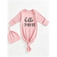 thumbnail image 3 of WIBACKER Newborn Baby Knotted Gown Infant Cotton Long Sleeve Sleeper with Mitten Cuffs, Baby Girl and Boy Sleep Gown, 3 of 6