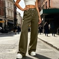 thumbnail image 2 of HomeDM Women's Sweatpants with Pockets Drawstring Wide Leg Army Green Athletic Lounge Pants Size 2XL, 2 of 7