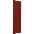 thumbnail image 3 of 15"W x 76"H Americraft Two Equal Flat Panel Exterior Real Wood Shutters (Per Pair), Pepper Red, 3 of 10