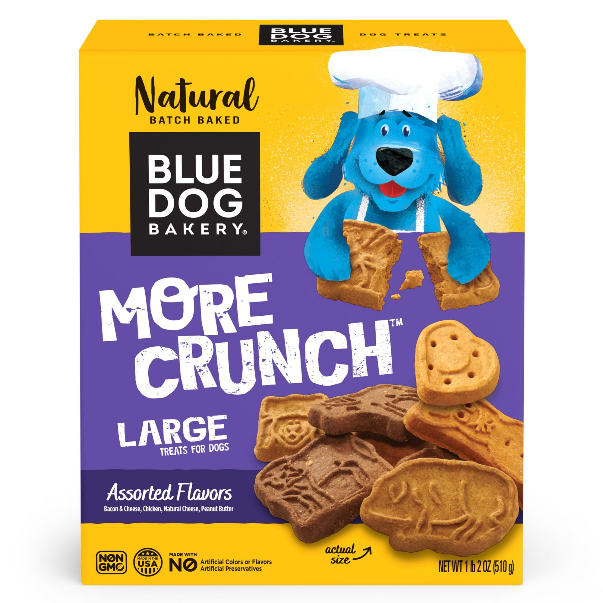 Blue Dog Bakery More Crunch Assorted Flavors Biscuit Natural Treats for Dogs, Large, 1 lb. 2 oz.