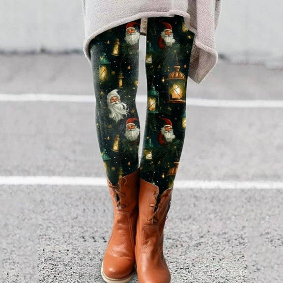 Lroveb Christmas Leggings for Women Day Fall Winter Artistic Splash Printed Soft Stretchy Pants Yoga Leggings