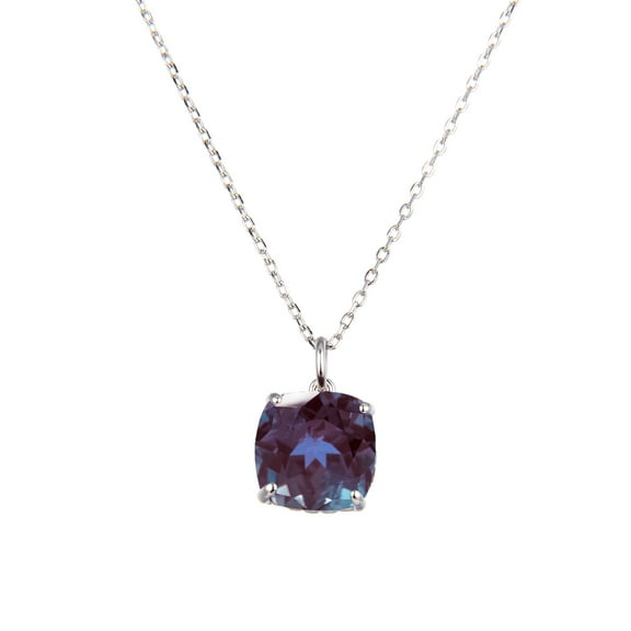 Sterling Silver with Color Changing Alexandrite Solitaire Pendant with 18" Chain