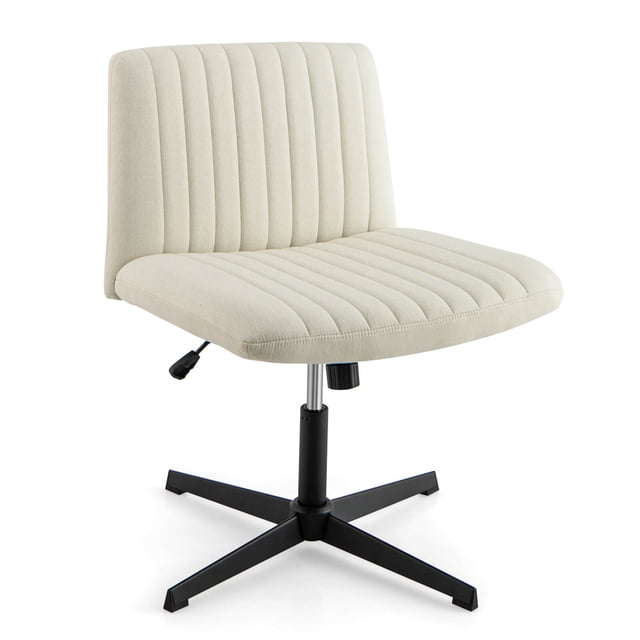 Costway Criss Cross Legged Office Chair Ergonomic Mid Back Computer Desk Chair Beige