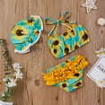 thumbnail image 5 of Douhoow 3Pcs Baby Girl Sunflower Swimsuits Ruffles Halter Tops+Trunks+Hat, 5 of 8