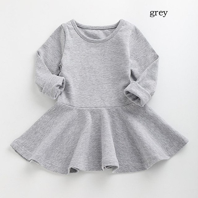 AAMILIFE 1-3 Ans Filles Automne Robe Chaude Sélectionné de Haute Qualité en Coton Princesse Robe Série Couleur Unie Rouge/violet/noir