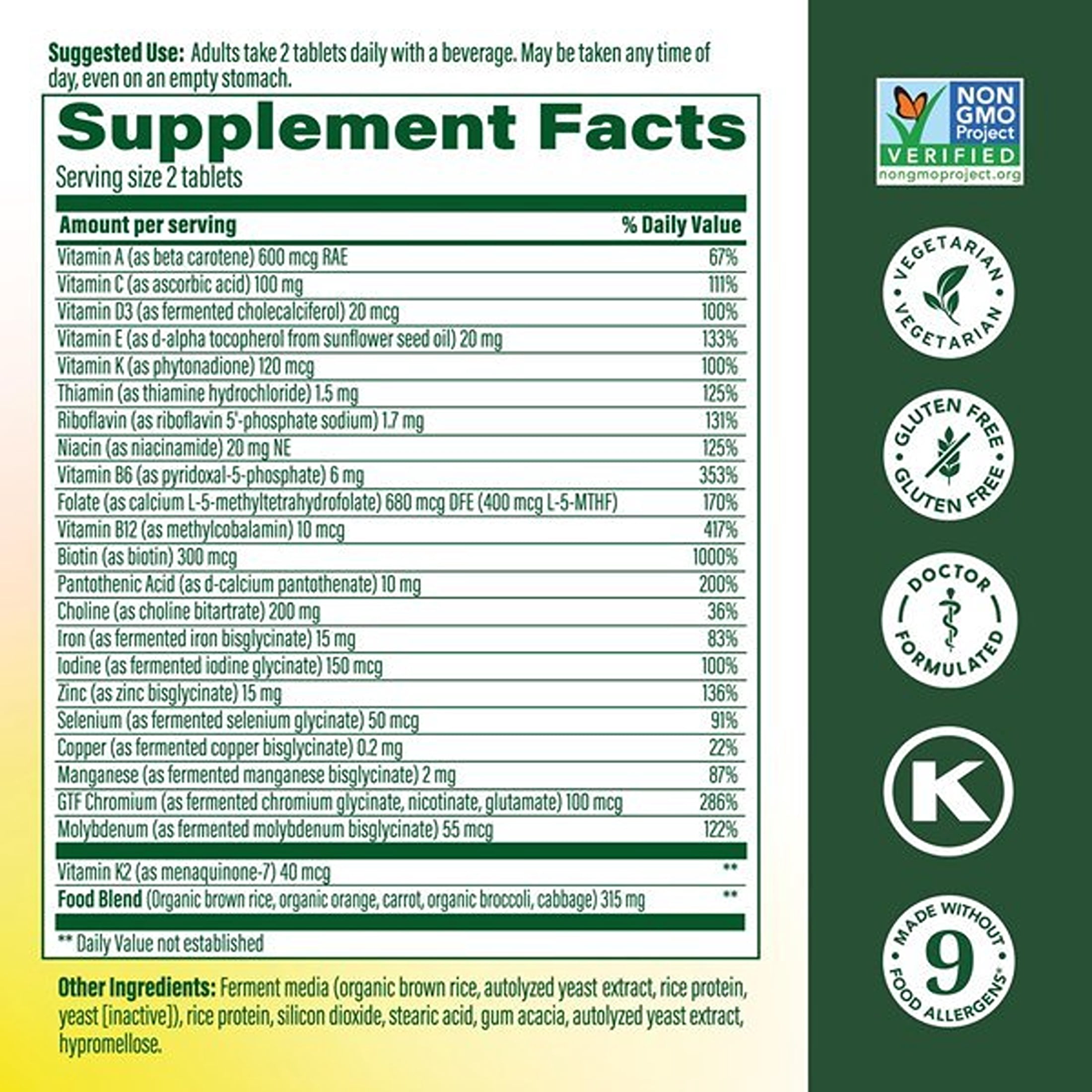 MegaFood Women's Advanced Multivitamin - Iron, Choline, Vitamin D3, C & Zinc - 30 Servings