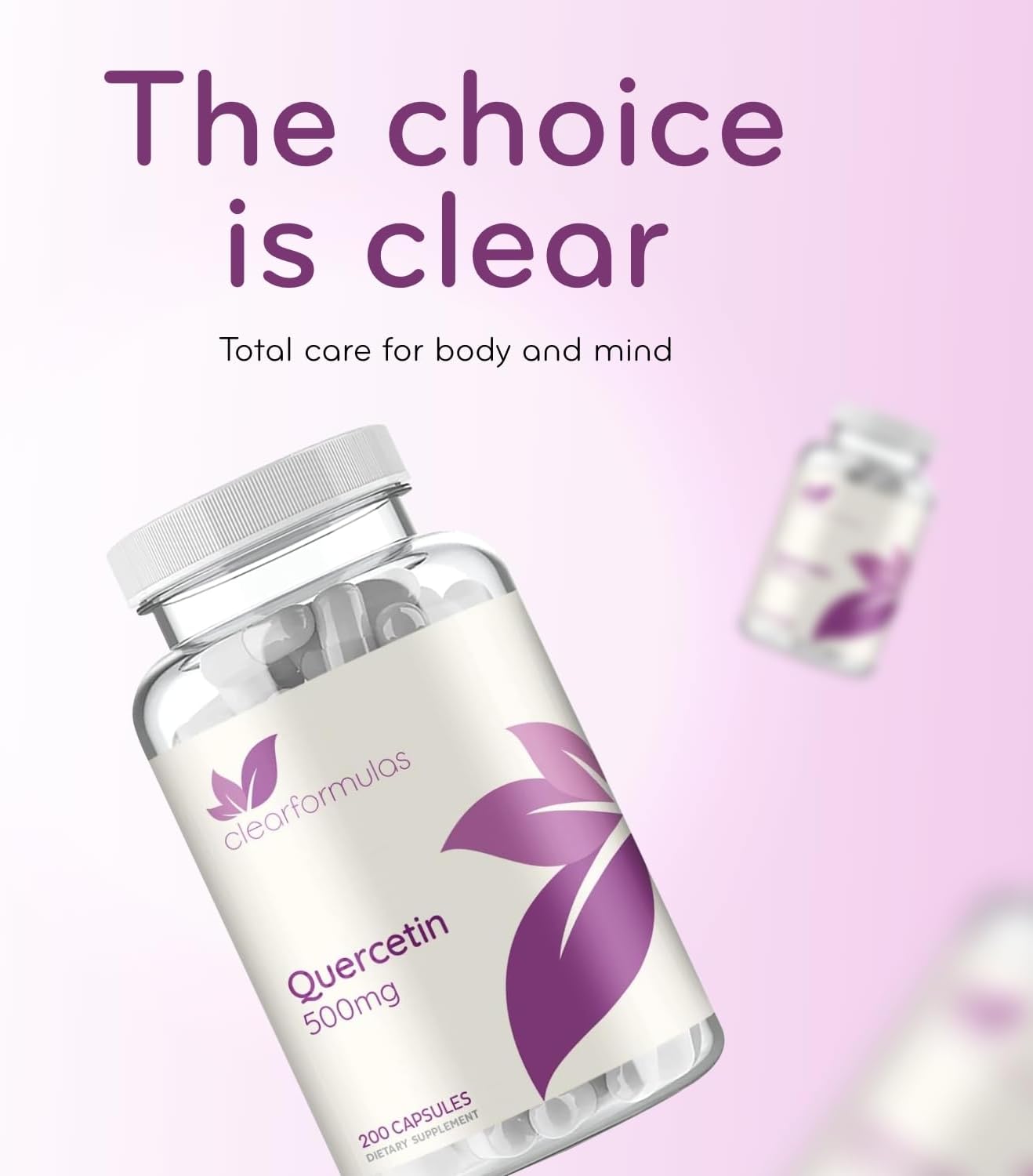 Clear Formulas Quercetin Heart & Immune Support Supplement Capsule, Unflavored, 500 mg, 200 Count