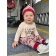 thumbnail image 3 of RUINIXCW Baby Boy Fall Outfit Letter Firetruck Print Long Sleeve Rompers and Elastic Pants Beanie Hat Set 3 Piece Clothes, 3 of 9
