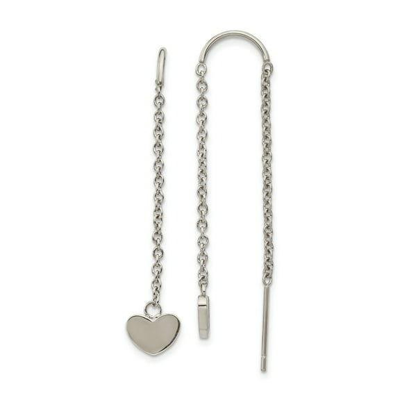 Primal Steel Stainless Steel Threader Heart Dangle Earrings