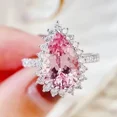 thumbnail image 2 of Style Pink Sparkling Zircon Princess Square Engagement Ring for Ladies and Girlfriends Luxury Proposal Gift Fashion Jewelry, 2 of 2
