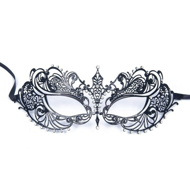 Máscara de mascarada Exlinonline Lightweight Metal Black Queen
