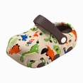 thumbnail image 4 of CAUYDY Kids Toddler Clogs Boys Girls Dinosaur Slip on Slides Sandals Summer Beach Pool Outdoor Water Shoes Shower Slippers Garden Clogs(L101-Khaki,1.5), 4 of 4