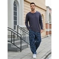 thumbnail image 3 of U2SKIIN Mens Pajama Set Long Sleeve, Pajamas Made from Bamboo Pulp Viscose and Cotton Lightweight PJS for Men（Dark Grey+Dark Blue Plaid，2XL）, 3 of 5