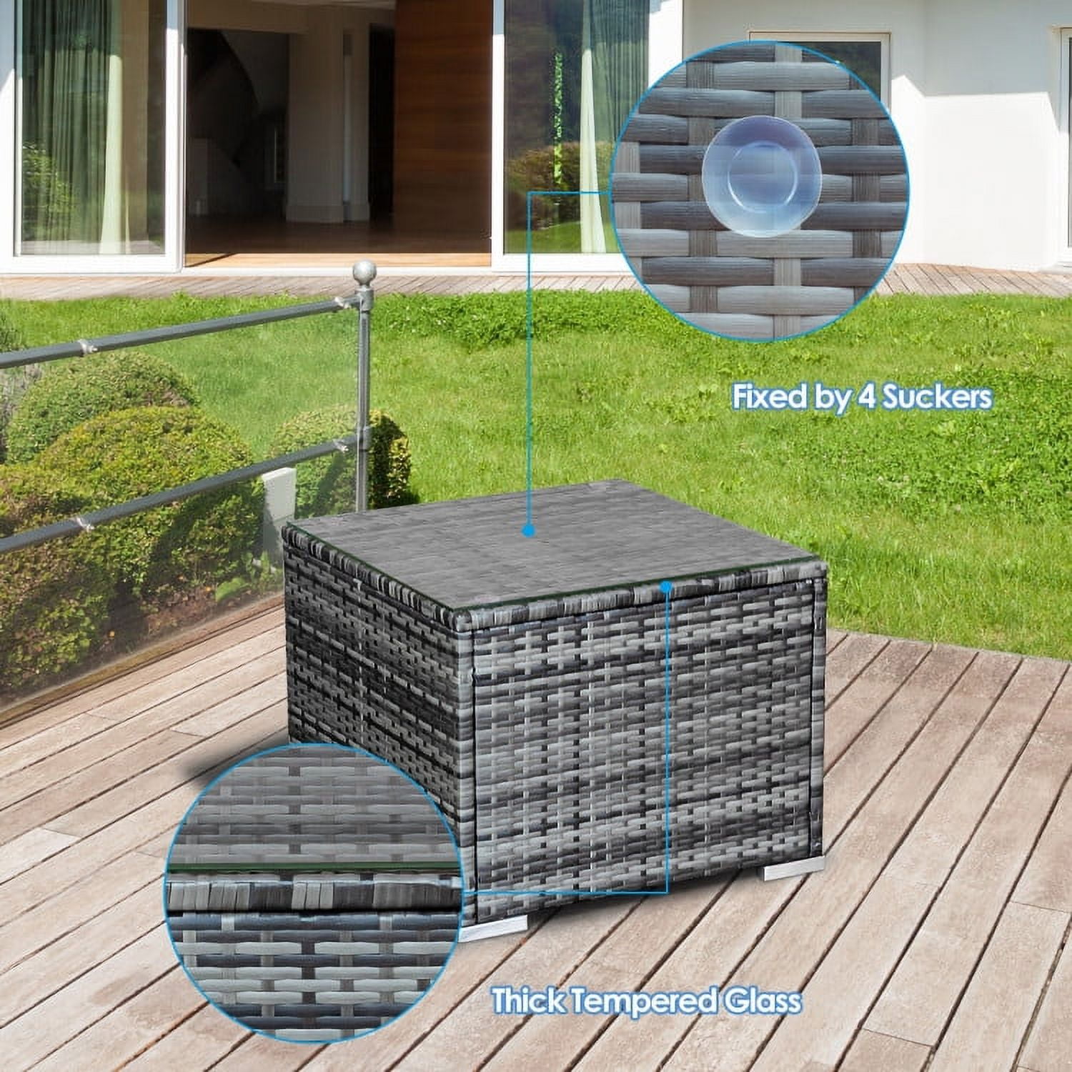 Aimee Lii 3 Pieces Patio Wicker Conversation Set with Cushion, Modern Patio Furniture, Gray Aimee Lii 3 Pieces Patio Wicker Conversation Set with Cushion, Modern Patio Furniture, Gray