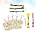 thumbnail image 3 of MasteelfCA 5pcs Wooden Cross Stitch Set Sunflower Shape Cross Stitch Kit Wood Key Ring DIY Crafts, 3 of 7