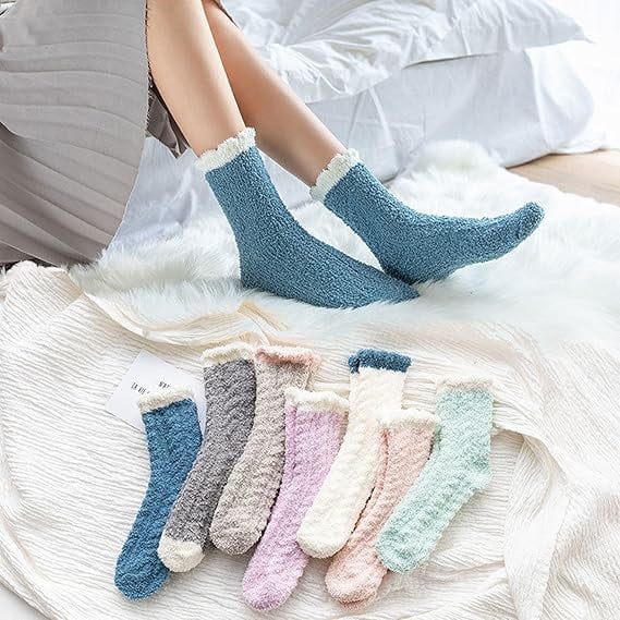 10 Pairs Fuzzy Socks Soft Cozy Fluffy Warm Winter Sleep Plush Bed Microfiber Slipper Fleece Socks for Women