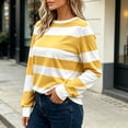thumbnail image 4 of Diufon Striped Long Sleeve Shirt for Women Color Block Round Neck Pullover Tops Soft Comfy Tunic Basic Tees, 4 of 8