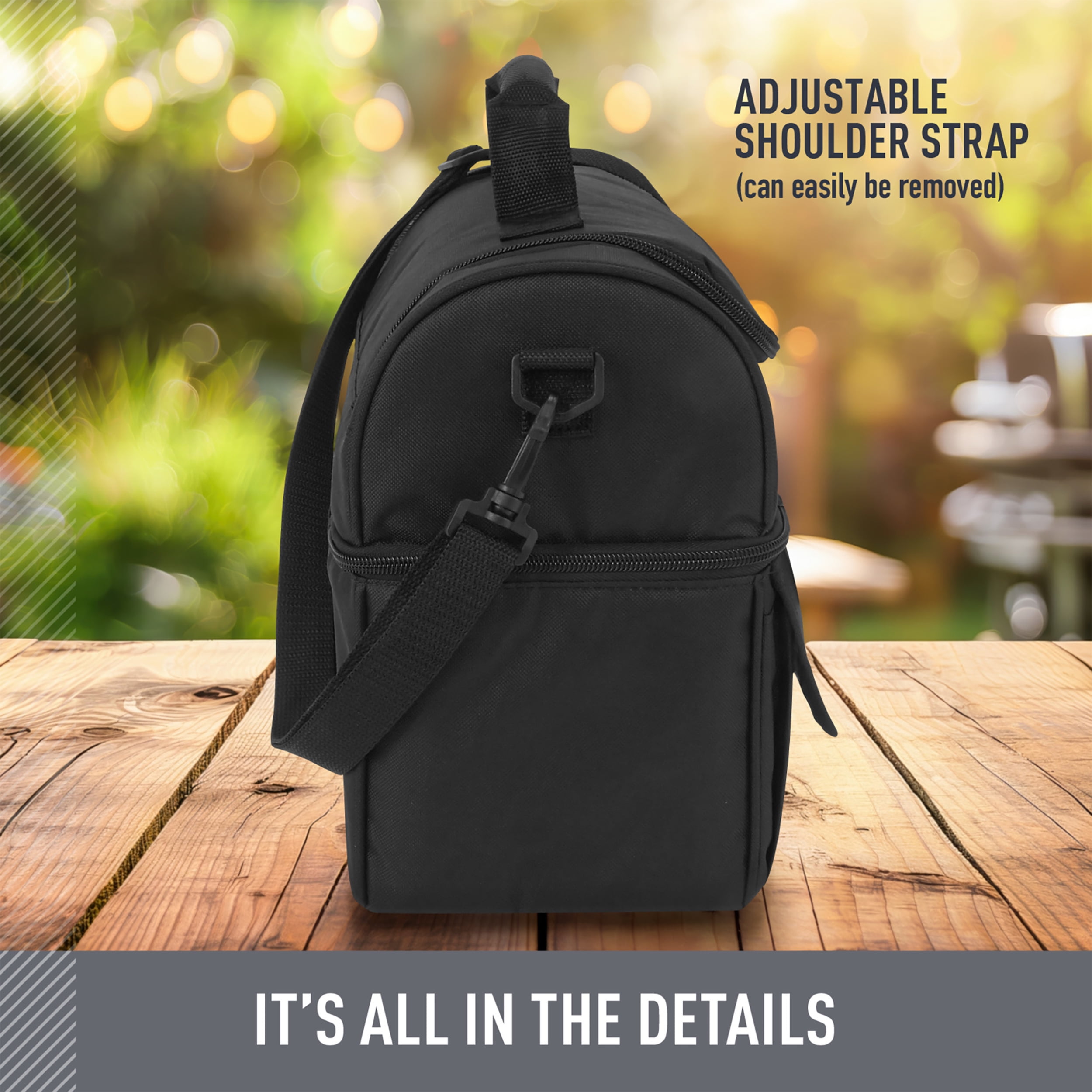 Thermos Lunch Cooler, Black, Adult Soft-Sided Cooler for Portable Food Storage, Ideal for Work and Travel