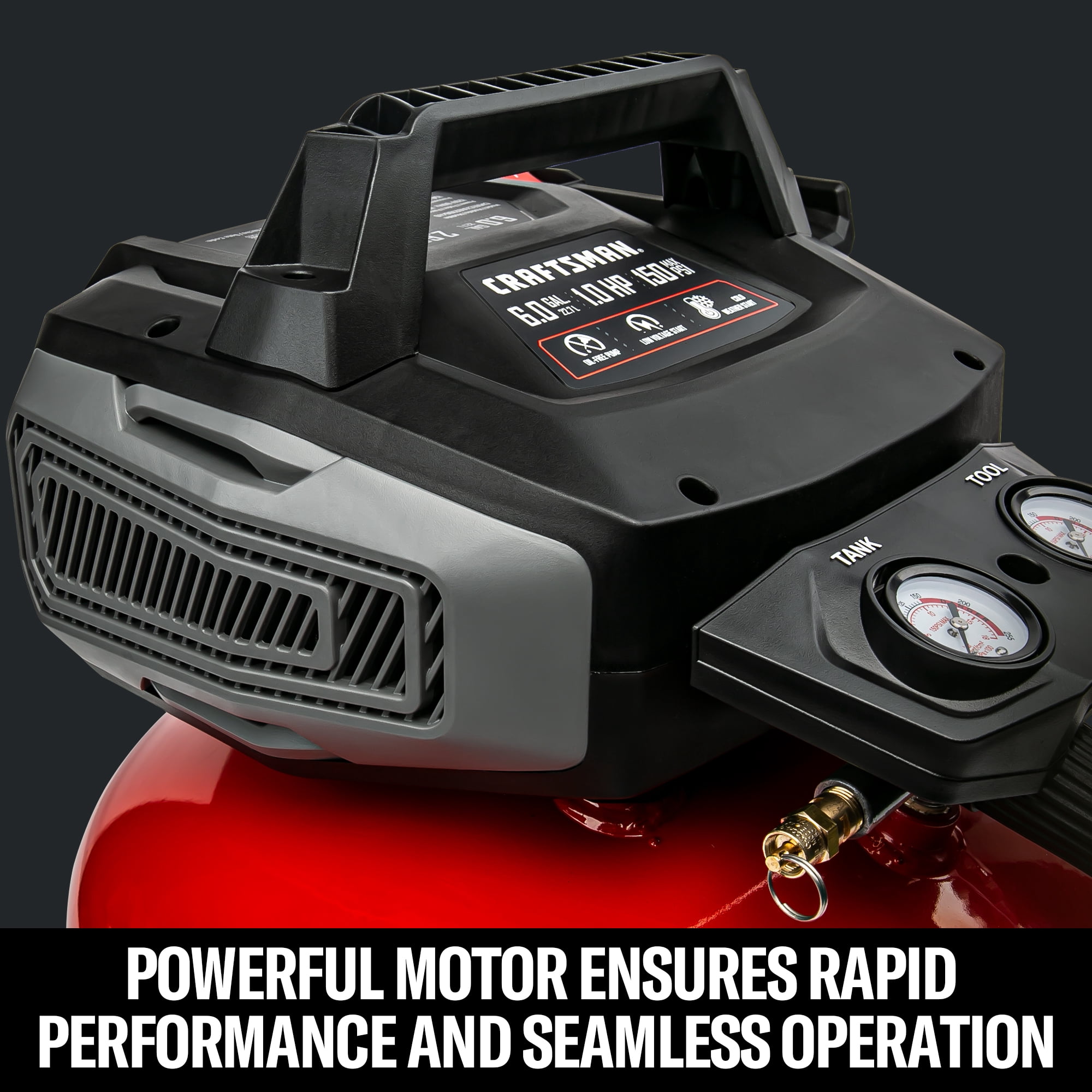 Craftsman Air Compressors 6 Gallon Portable Pancake Air Compressor,Oil Free Max 150 Psi 1.0HP 2.6 CFM@90PSI Electric Air Compressor Shop Air Compressor, CMXECXA02106410